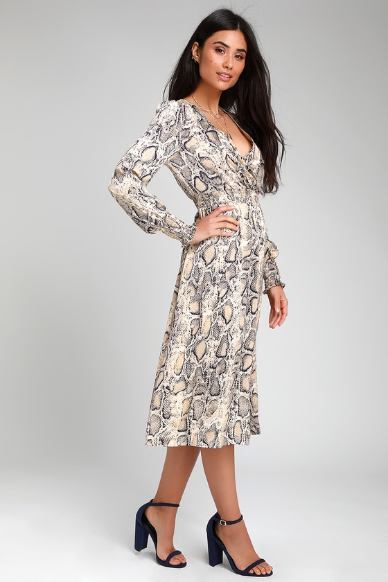LONG SLEEVE SNAKE PRINT FAUX LEATHER DRESS – 130 Cole | Colletta Showroom  Co-op